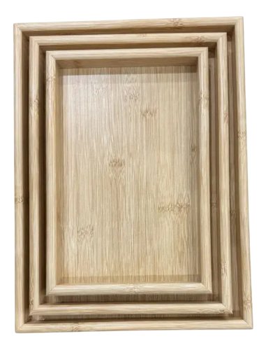 Jogo 3 Bandejas Retangulares de Madeira