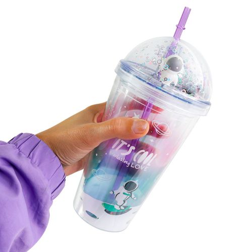 Copo com Canudo Astronauta 500ml