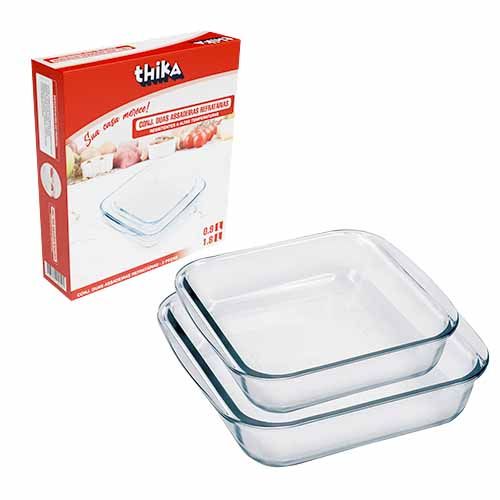 Kit com 2 Assadeiras De Vidro Retangular Refratárias