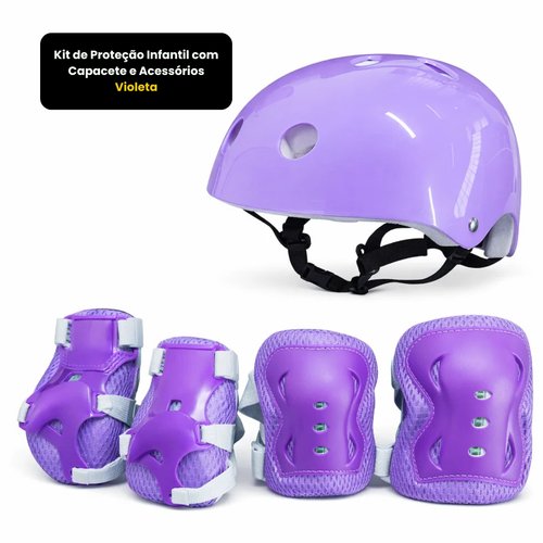 Kit de Proteção Infantil com Capacete e Acessórios - Violeta