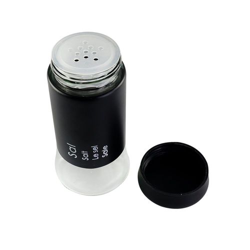 Kit Saleiro e Pimenteiro de Inox com Fundo de Vidro