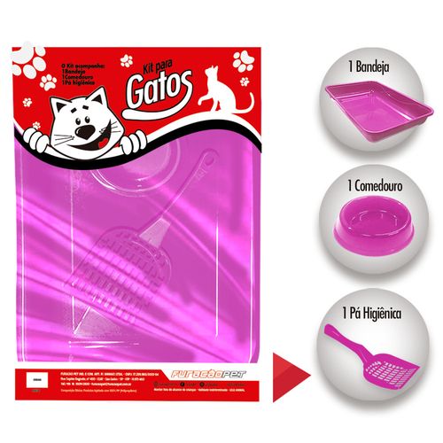Kit Higiênico Bandeja Para Gatos Filhotes Caixa De Areia Gatos - Rosa