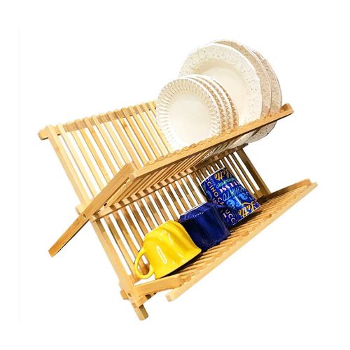 Escorredor De Pratos Em Bambu Dobrável