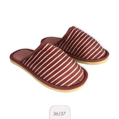 Pantufa Feminina Com Listras Rosa 36/37