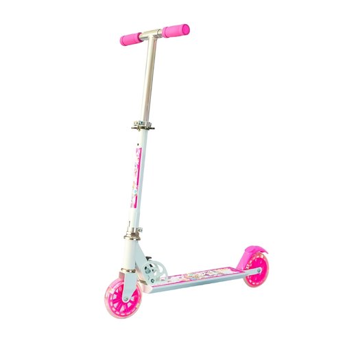 Mini Patinete infantil Feminino Rodas com Brilho ajustável Travessos - Branca