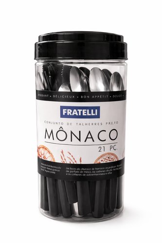 Conjunto De Talheres Mônaco 21 Peças - Preta