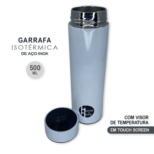 Garrafa Isotérmica Em Aço Inox 500ml Com Led - Branco