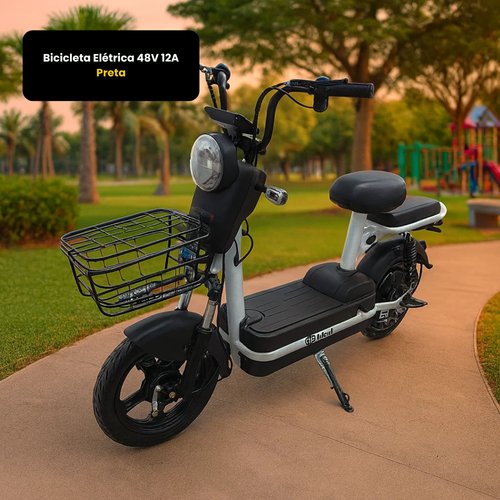 Bicicleta Elétrica 48V 12A - Preta
