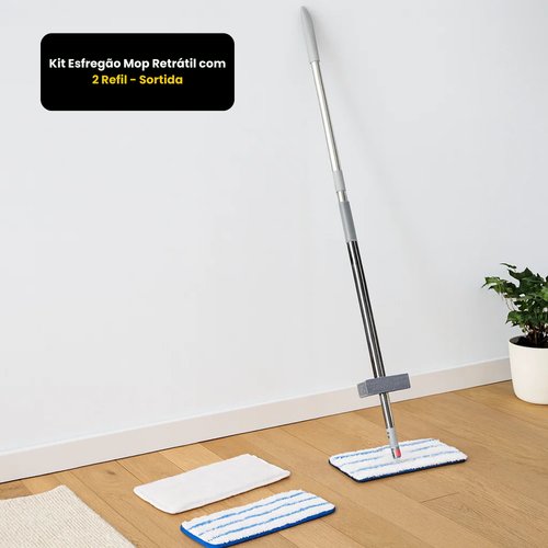 Kit Esfregão Mop Retrátil com 2 Refil - Sortida