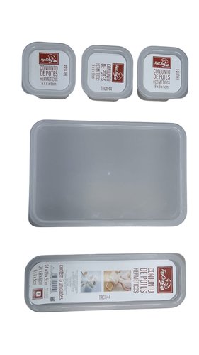 Conjunto 5 Potes Herméticos de Plástico Com Tampa