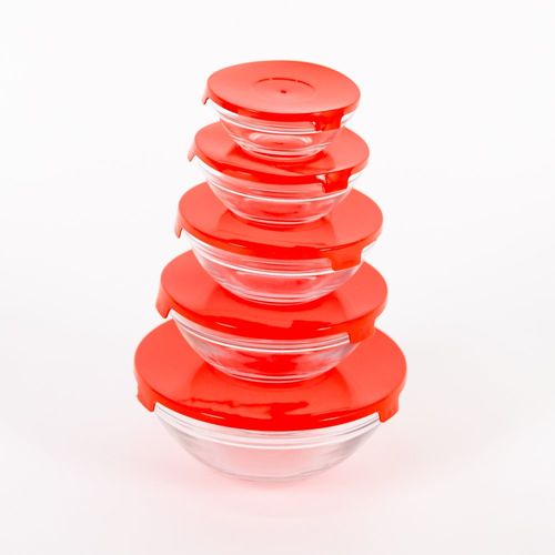 Conjunto 5 Potes De Vidro Com Tampa - Sortido