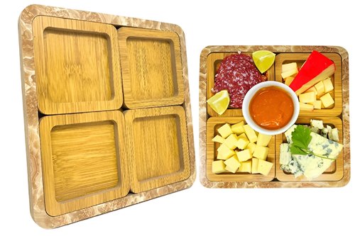 Conjunto 4 petisqueira Quadrada em Madeira