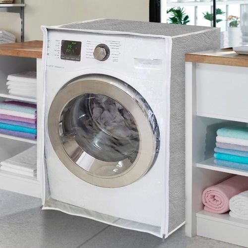 Capa De Maquina De Lavar - Cinza Com Abertura Frontal