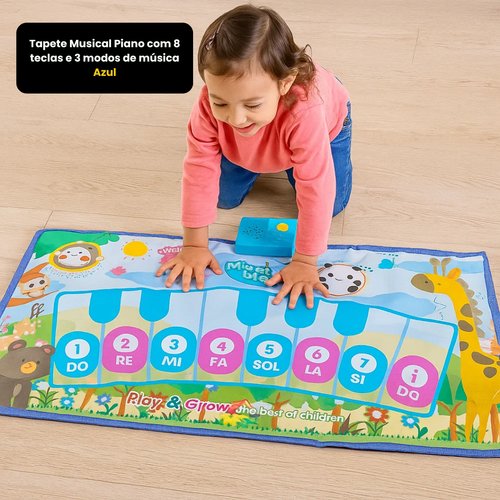Tapete Musical Piano com 8 teclas e 3 modos de música - Azul