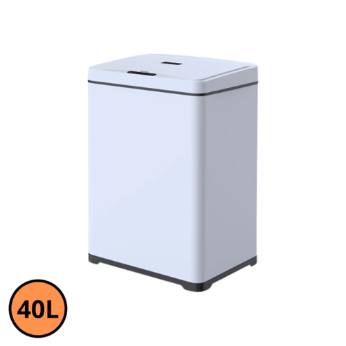 Lixeira Automática Retangular 40 Litros Com Sensor Em Aço - Branca