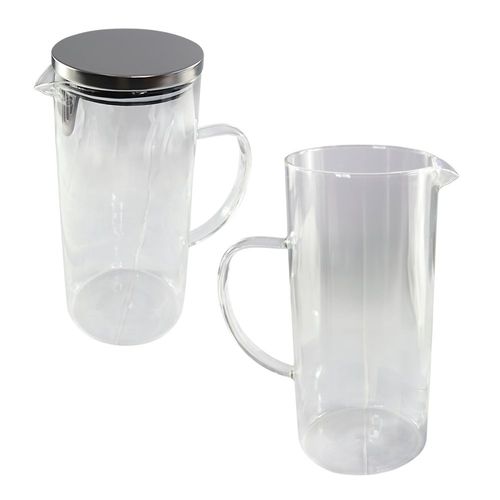 Jarra de Vidro com Alça e Tampa de Inox 1,3 Litros