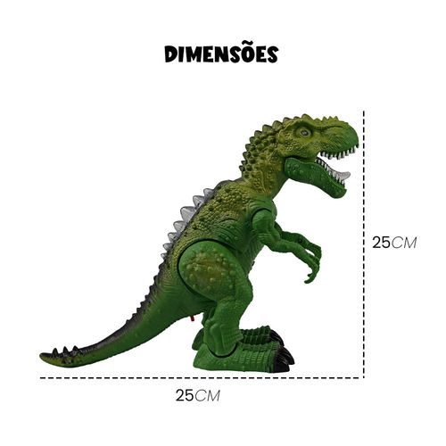 Tiranossauro Rex de Brinquedo que Acende, faz Barulho e Anda à base de Pilhas - Verde