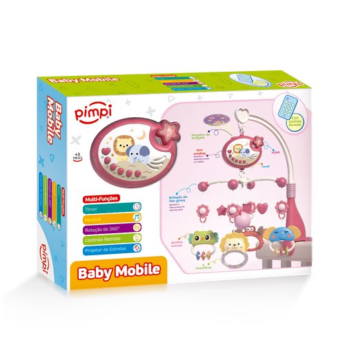 Móbile Musical Berço Bebê Projetor Estrelas Controle Remoto Rotação 360