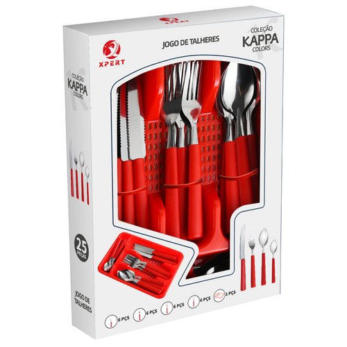 Jogo De Talheres 25 Peças - Vermelha
