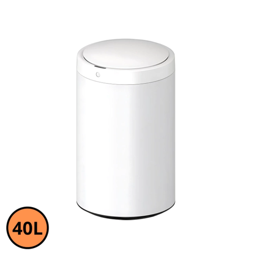 Lixeira Automática Redonda Em Aço Inox 40 Litros Com Sensor - Branca