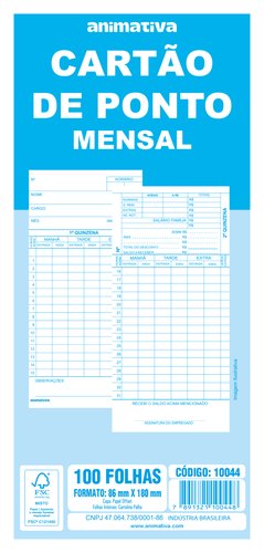 Cartão de Ponto Mensal 100 Folhas