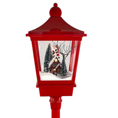 Poste Natalino Musical Bivolt 1,80m Com Luz E Neve - Vermelho