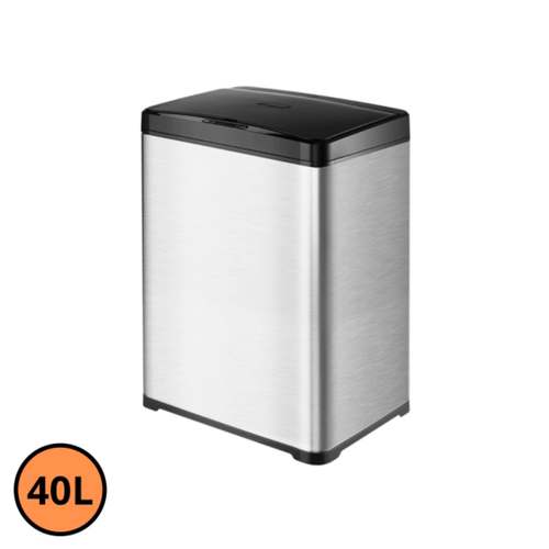 Lixeira Automática Retangular 40 Litros com Sensor em Aço - Inox