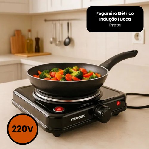 Fogareiro Elétrico Indução 1 Boca 220v - Preta