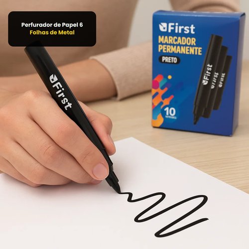 Kit 10 Marcador Permanente - Preta