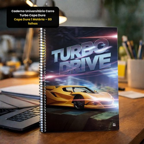 Caderno Universitário Carro Turbo Capa Dura 1 Matéria – 80 folhas