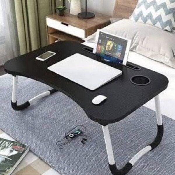Mesa_Notebook_Multiuso___Preta_imagem_6 Mesa Notebook Multiuso Cama Sofá Dobrável Madeira 60x40 Resistente