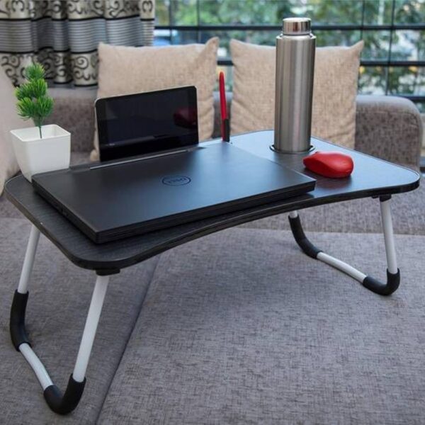 Mesa_Notebook_Multiuso___Preta_imagem_7 Mesa Notebook Multiuso Cama Sofá Dobrável Madeira 60x40 Resistente