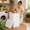 15541271484-cesto-de-bambu-com-al-as-e-tampa-70l-branco-imagem-1.jpg Cesto Organizador de Roupas com Tampa e Alças 70L