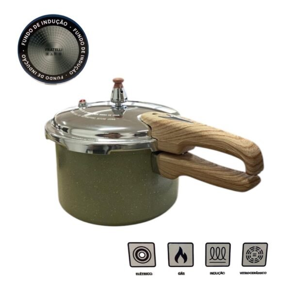 Panela de Pressão Max Chef Wood Indução 4,2L - Verde acinzentado