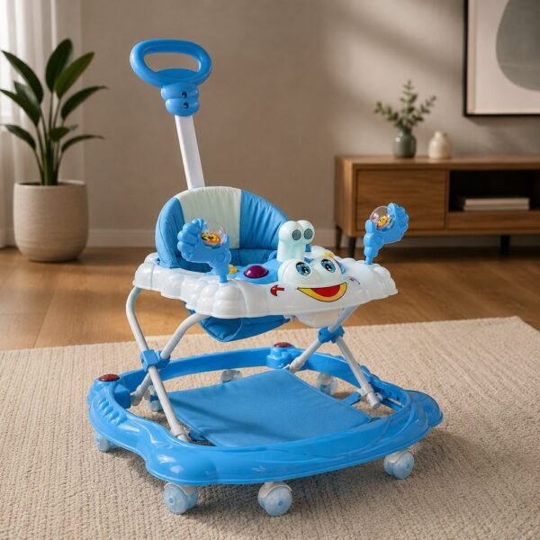 Andador Infantil com Empurrador Interativo - Azul