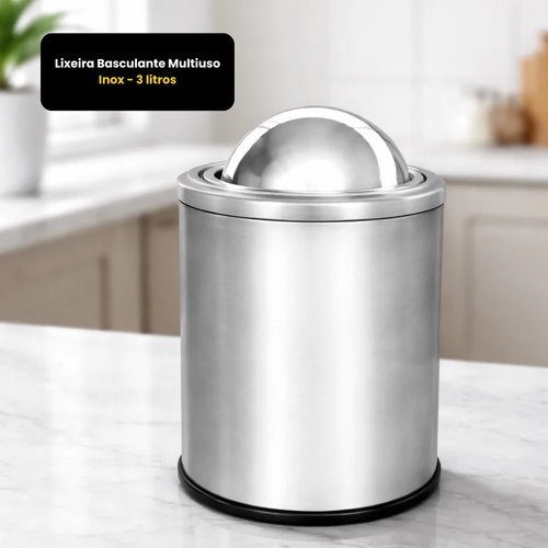 Lixeira Basculante Multiuso Inox - 3 litros