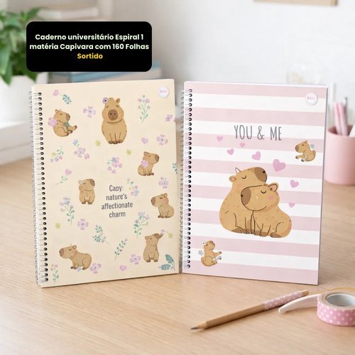 2hrnevts0dx-lg-2.jpg Caderno universitário Espiral 10 matéria Capivara com 160 Folhas - Sortido