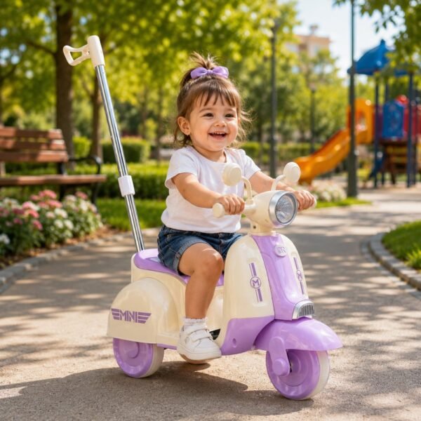 Moto Elétrica Infantil Candy com Empurrador - Lilás