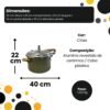 Panela de Pressão Max Chef Wood Indução 4,2L - Verde acinzentado