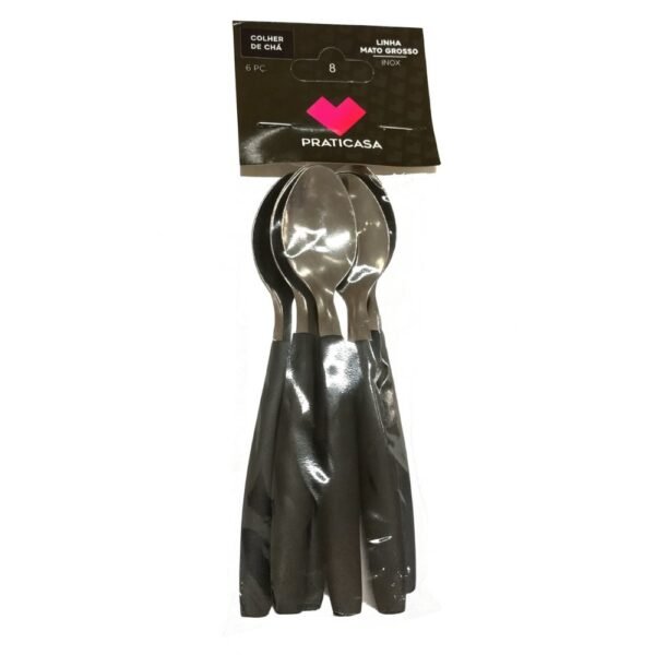 Kit 6 Colher de Chá Inox Linha Mato Grosso - Preta