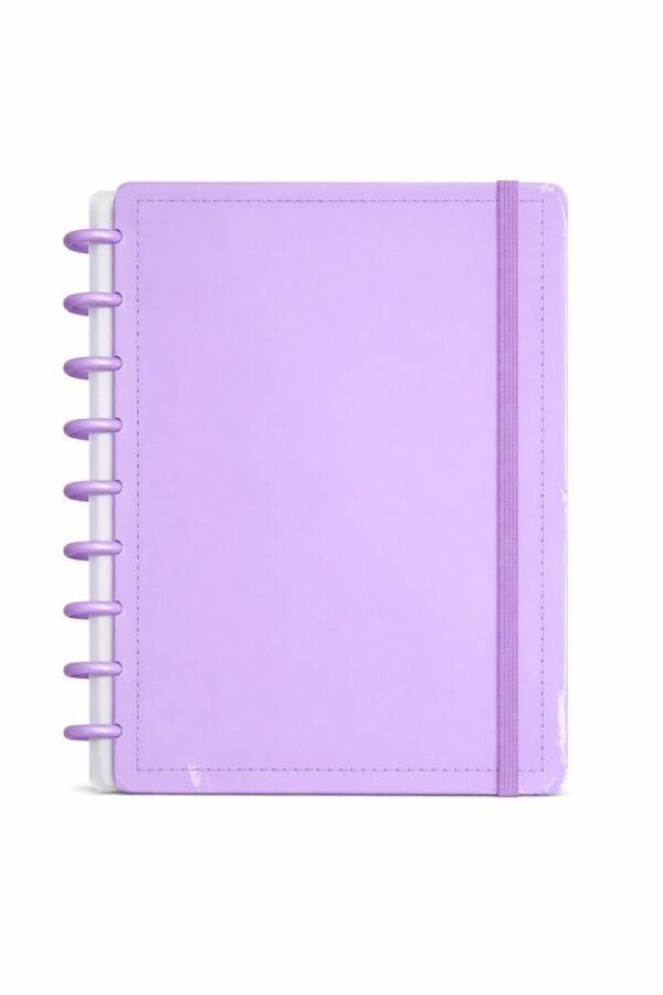 Caderno Inteligente Disco Grande G 60 Folhas Reposicionáveis Capa Dura Lilás Elástico Disko