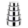 Conjunto 5 Potes Herméticos Redondos com Tampa - Inox