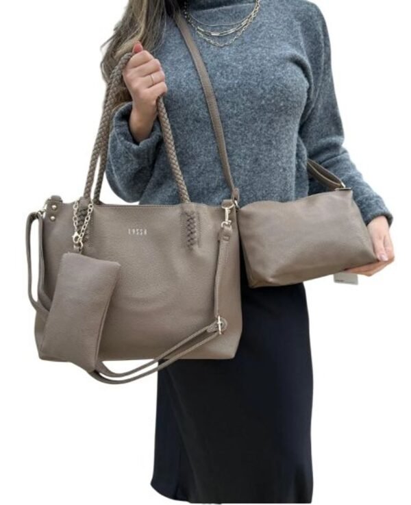 Kit 3 Peças Bolsa Feminina Estilo Tote