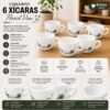Conjunto 6 Xícaras Florid Vine 130ml - Branca