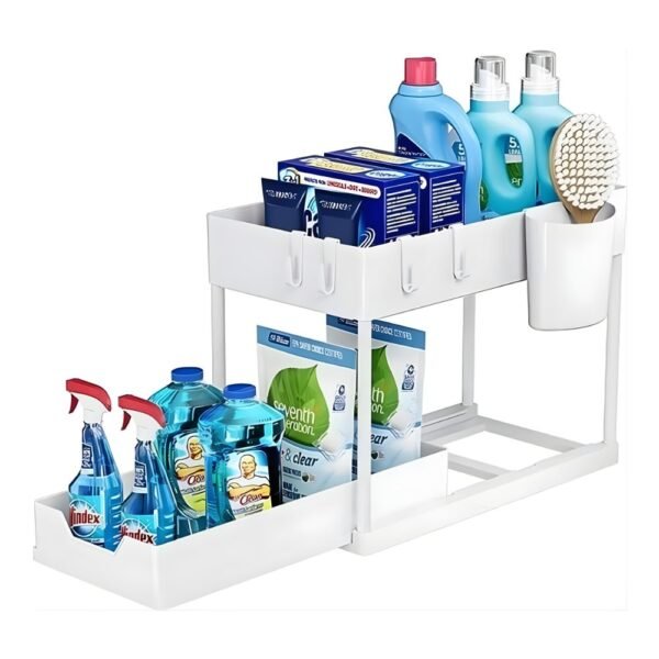 4j3viegpk6j-xl-1.jpg Organizador Multiuso 2 Níveis com Bandeja Corrediça - Branca