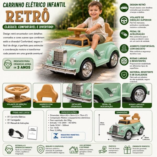 4msht4q9vi-xl-1.jpg Carrinho Elétrico Infantil Retrô - Verde
