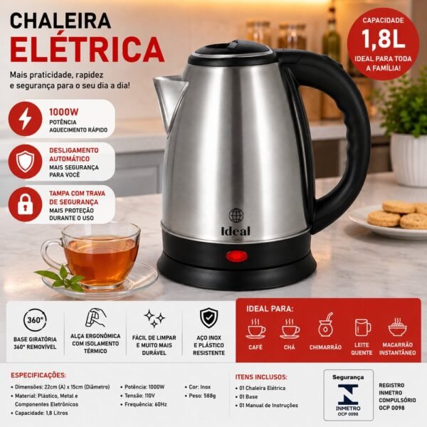 5rw4r42irnc-xl-1.jpg Chaleira Elétrica 1.8Lts 1000W 127V Inox