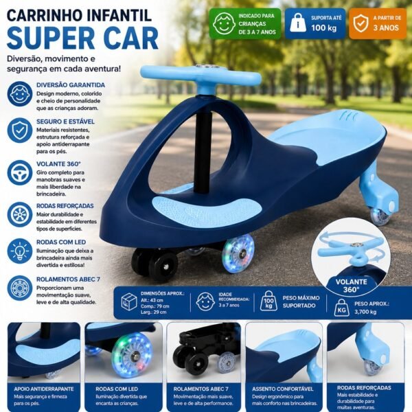 Carrinho Infantil Super Car - Azul