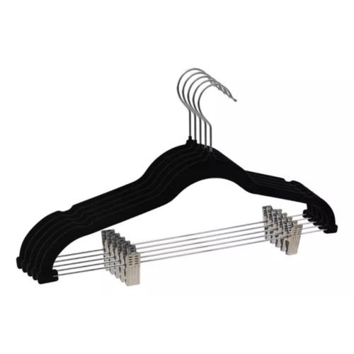 68vlqssrnkk-lg-4.jpg Kit 05 Unidades Cabide Slim Veludo Preto com 10 presilhas