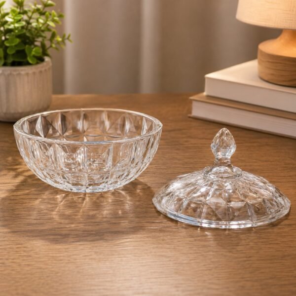 Bomboniere Diamond de Vidro com Tampa 19,5cm